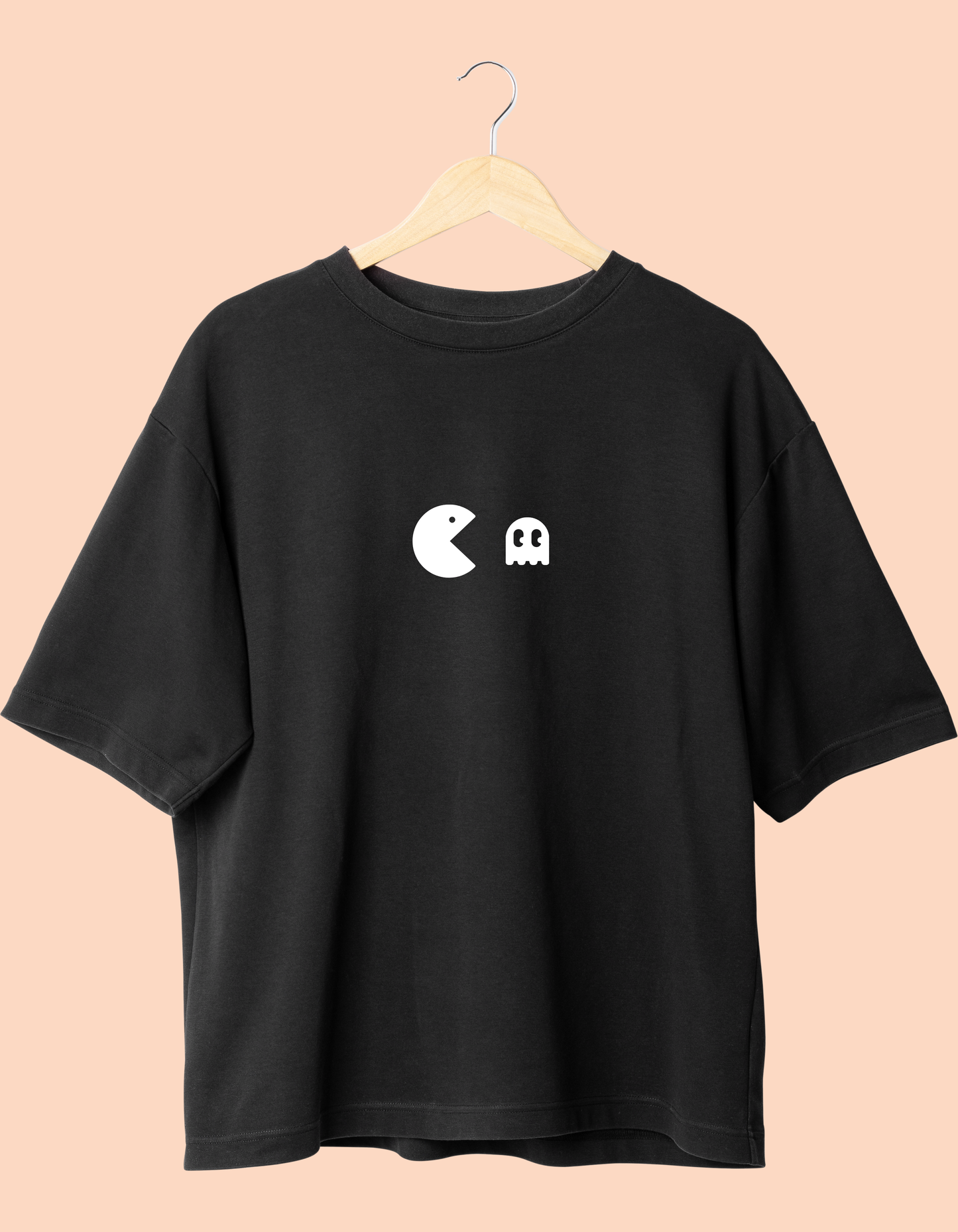 Pac-man black round neck unisex T-shirt, short sleeve