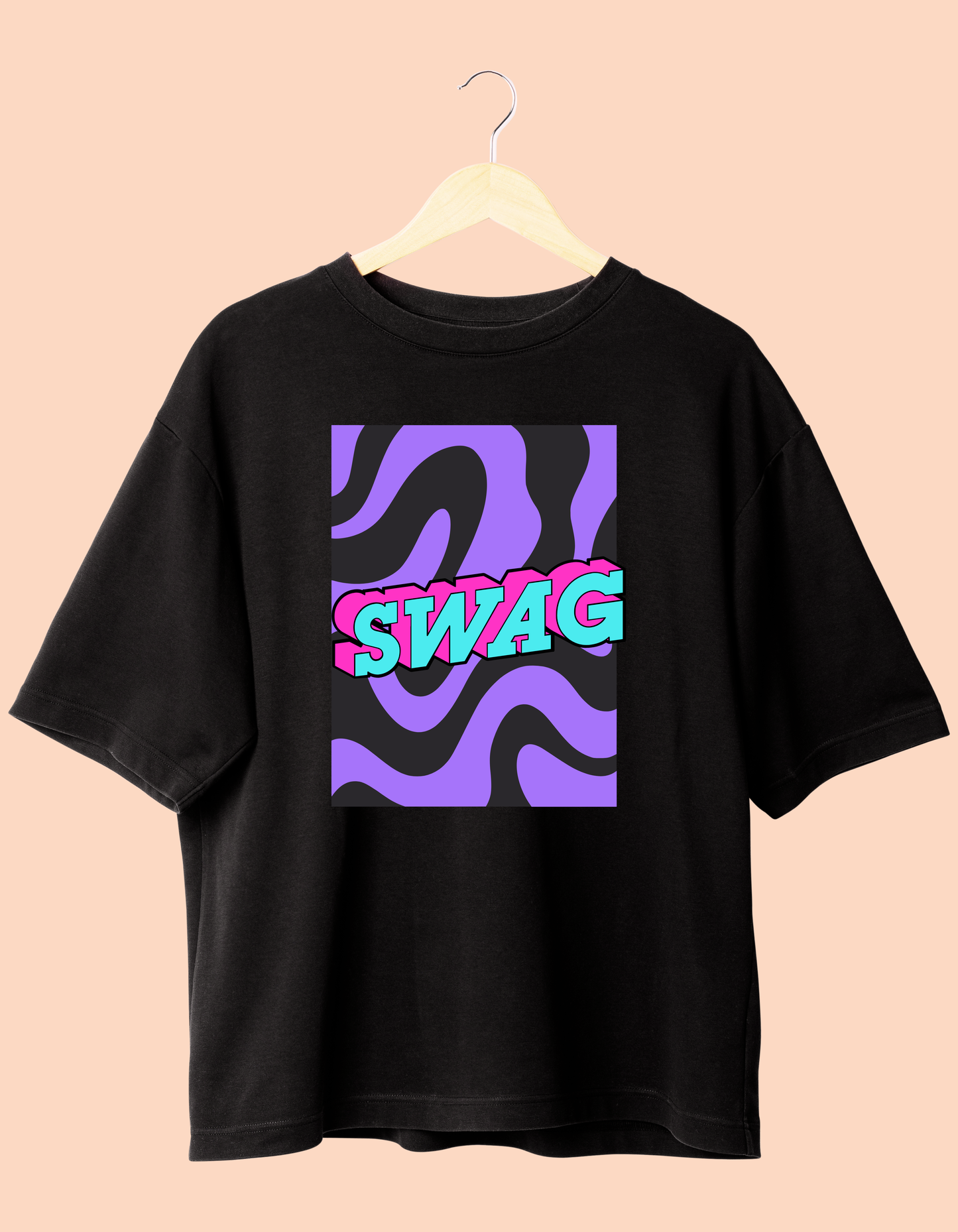 SWAG black round neck unisex T-shirt, short sleeve