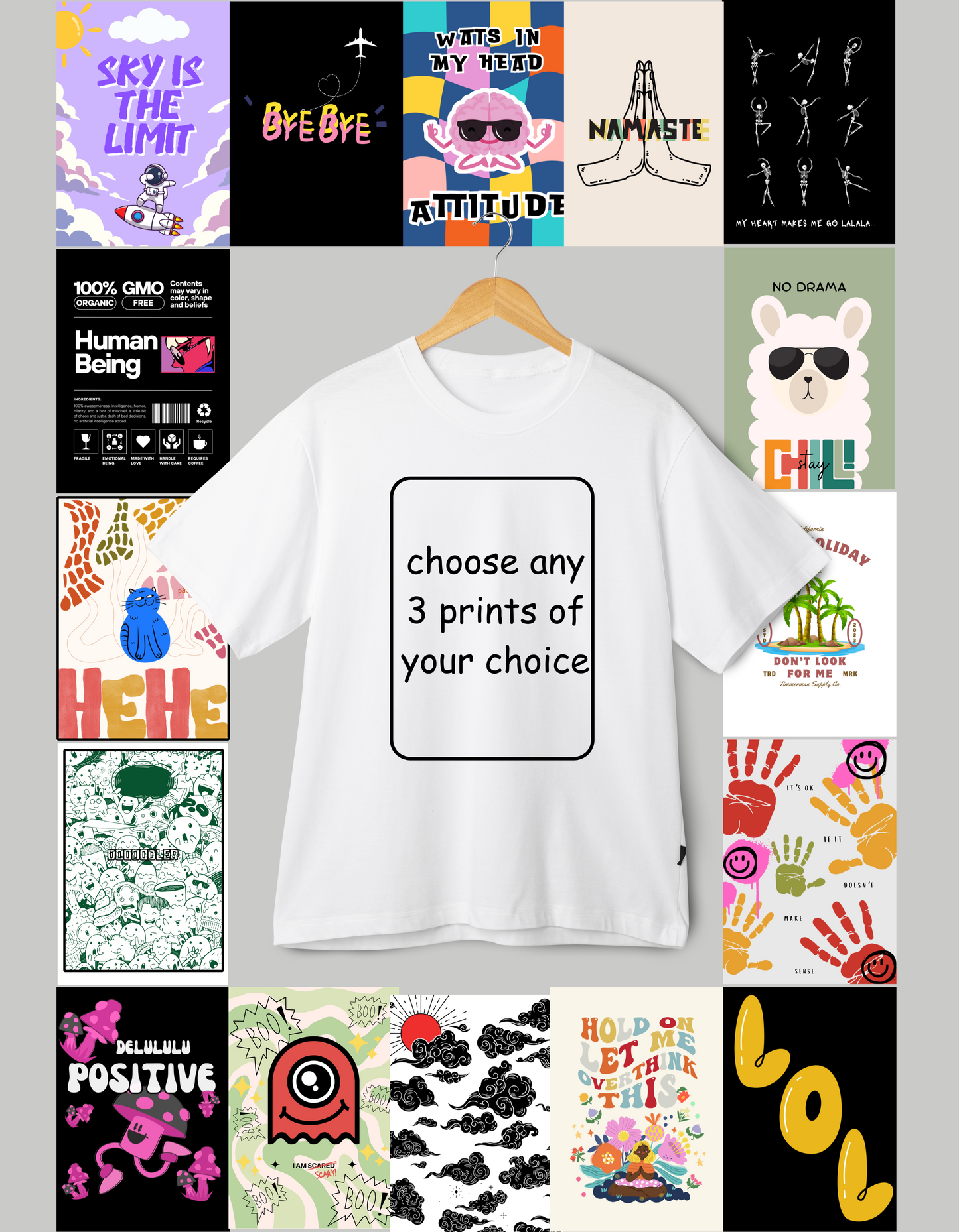 Changeable Prints T-shirt, short sleeves, white, Front.