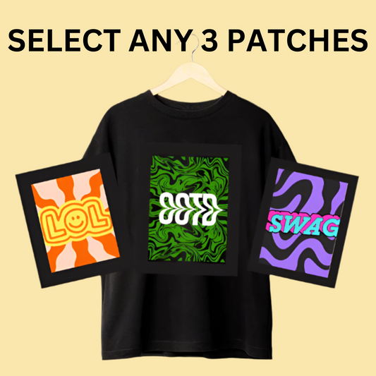 Unisex Changeable Prints T-shirt, Select any 3 patches.